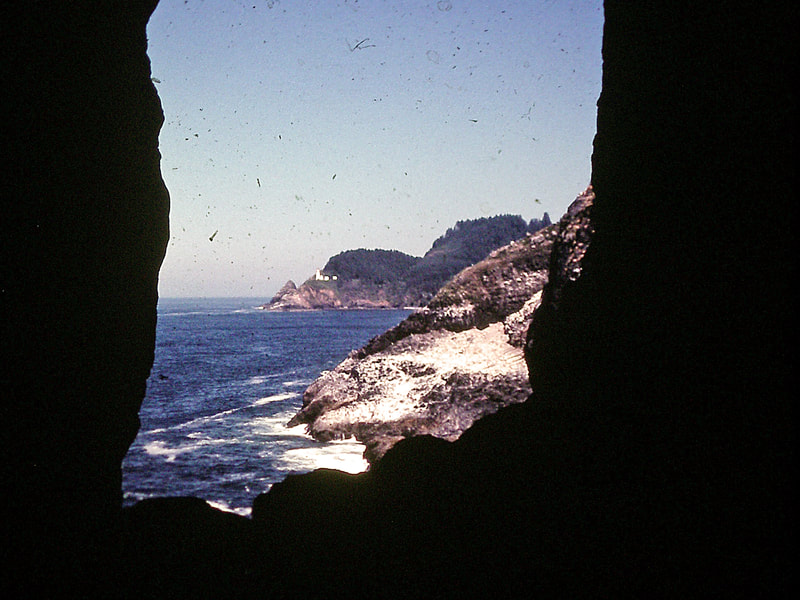 Heceta Head Lighthouse as seen from Sea Lion Caves, OR
