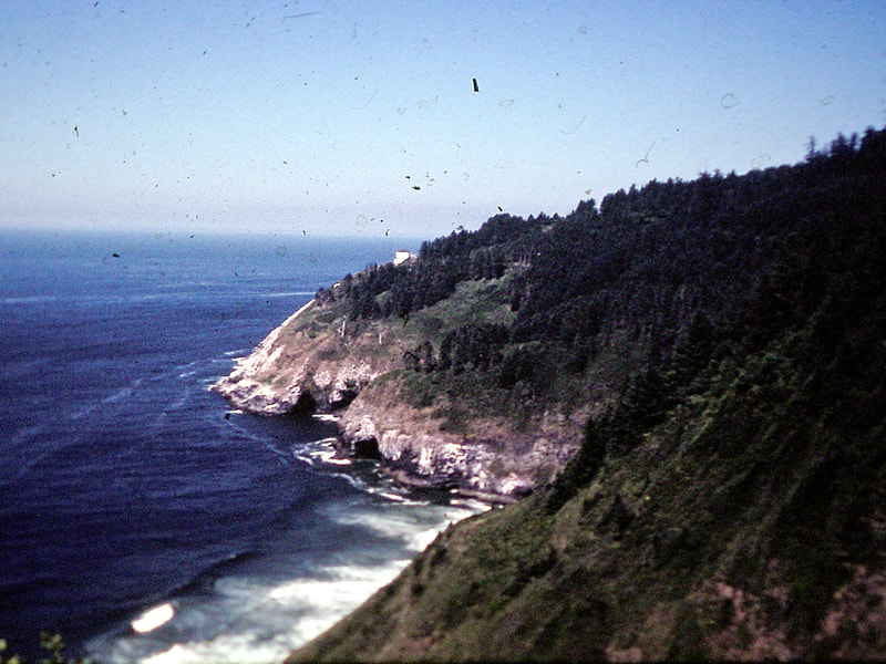 View of Sea Lion Caves, from a few miles south, OR
